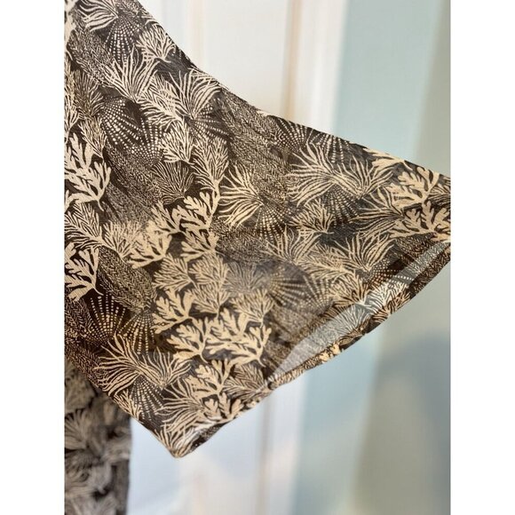 ANN TAYLOR LOFT Size XL Brown Open Back Floral Tie Back Swing Blouse Top NWT - Picture 4 of 6